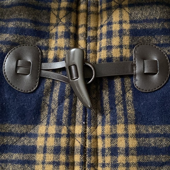 Pendleton || Quilted Wool Toggle Vest Hood in Alpine Getaway Navy Gold Plaid SM - Picture 11 of 12